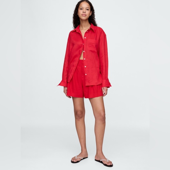 Gap 365 High Rise Linen-Blend Shorts - Picture 1 of 8